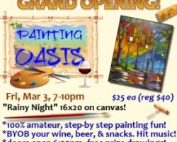 Grand Opening ‘Rainy Night’ Public San Antonio TX BYOB Paint, Wine, & Canvas Class