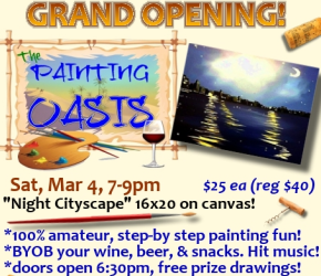 Grand Opening 'Night Cityscape' Public San Antonio TX BYOB Paint